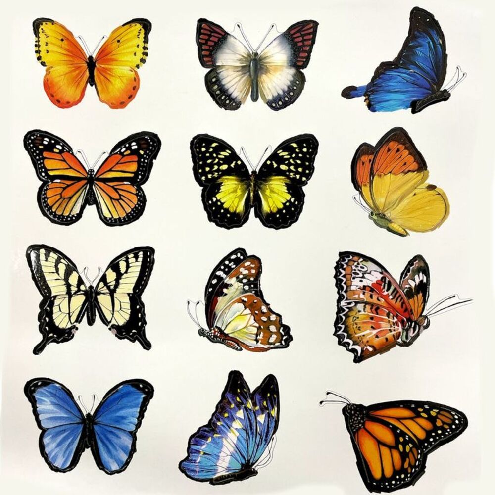 12 Large 3-inch Colorful Butterfly Magnets in Assorted Styles